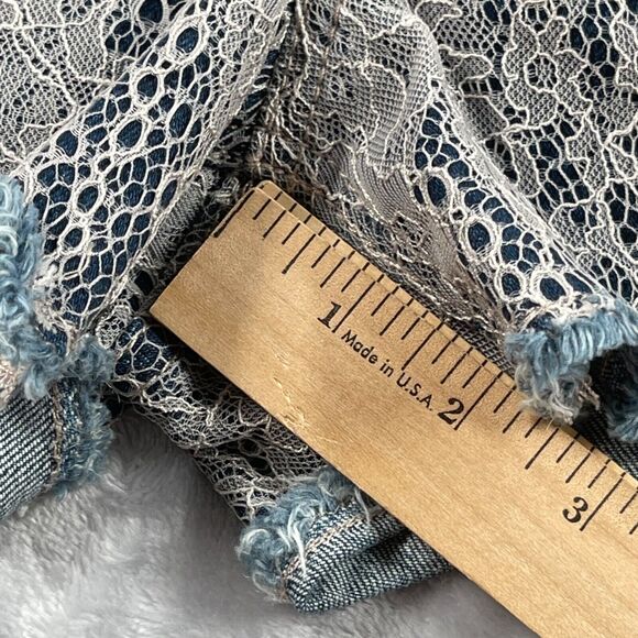 Joe's Jeans Shorts 28 Blue Denim Lace Overlay Cut Off Mid Rise Boho 2" Inseam - Picture 11 of 16